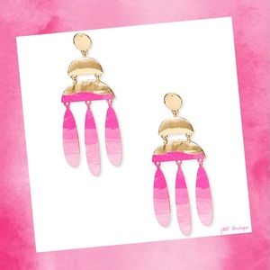 New Pink & Gold Chandelier Drop Post Statement Fashion Earrings